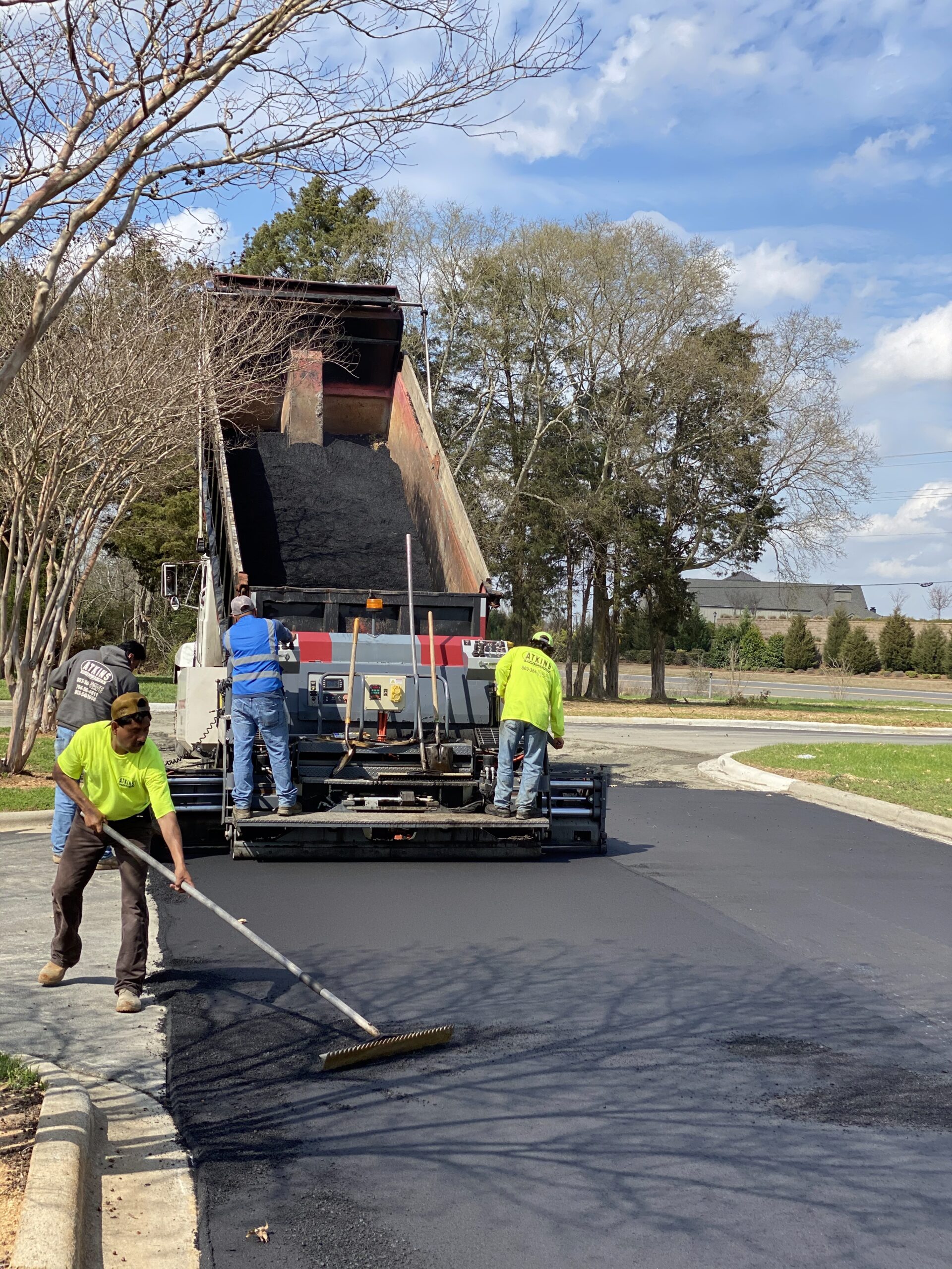 Asphalt paving crew at work