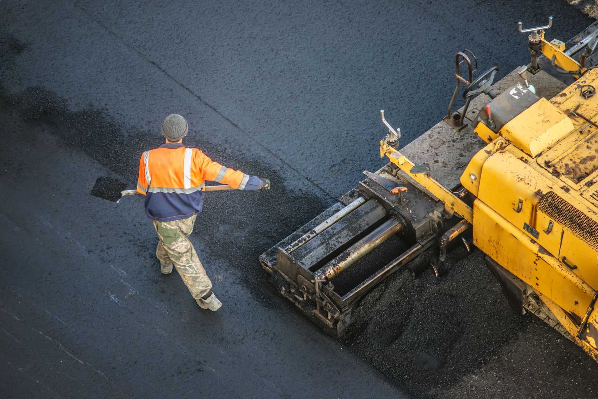 Atkins Paving crew laying asphalt